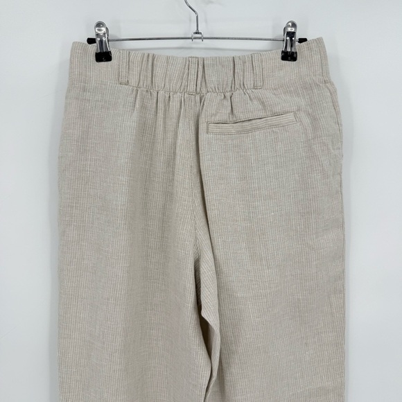 Garnet Hill Straight-Leg Linen Trousers in Natural Pinstripe Size 6 - Picture 10 of 10